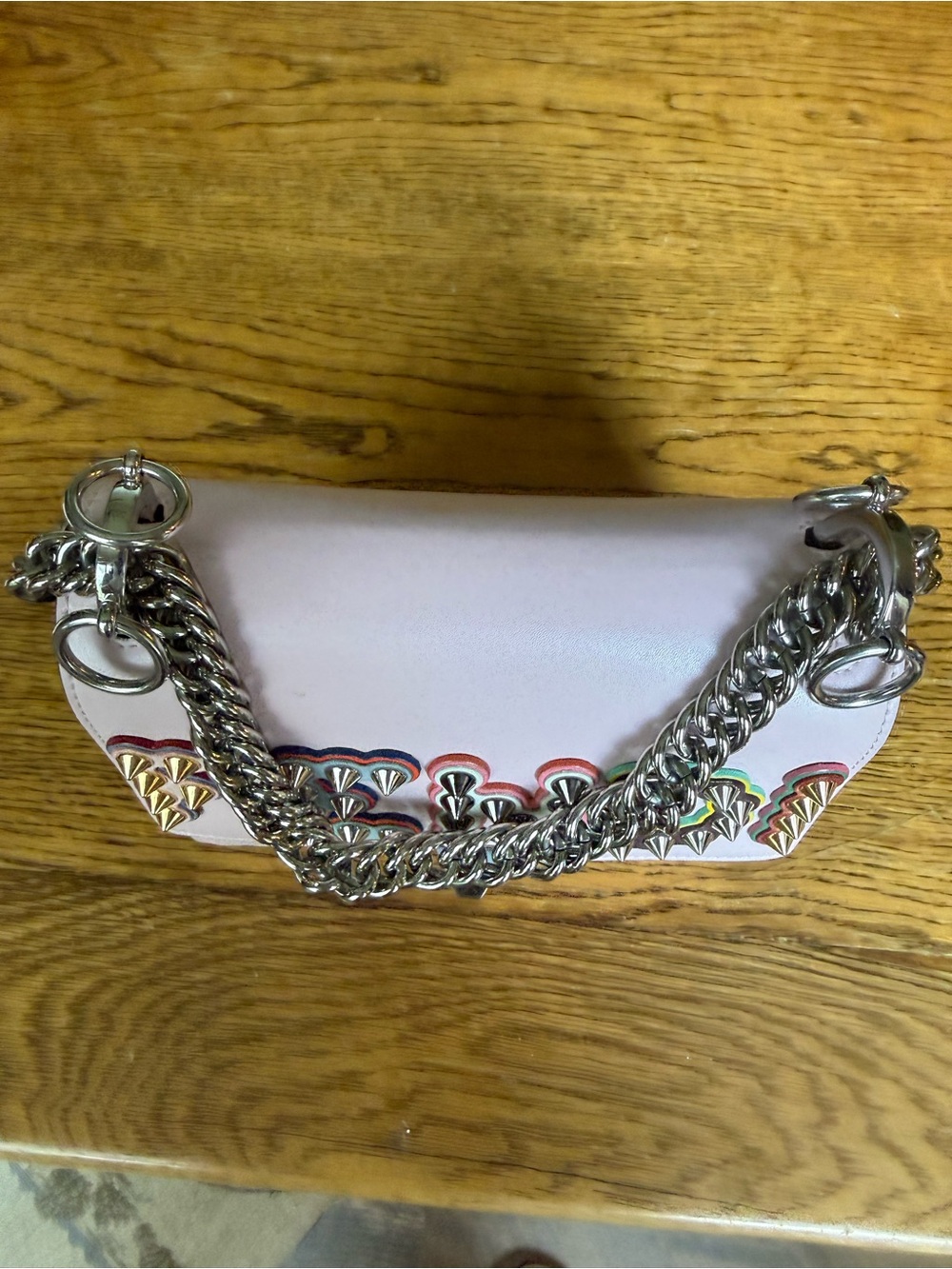 Fendi Pastel Pink Leather Crossbody with Embellished Logo - Picture 6 of 12